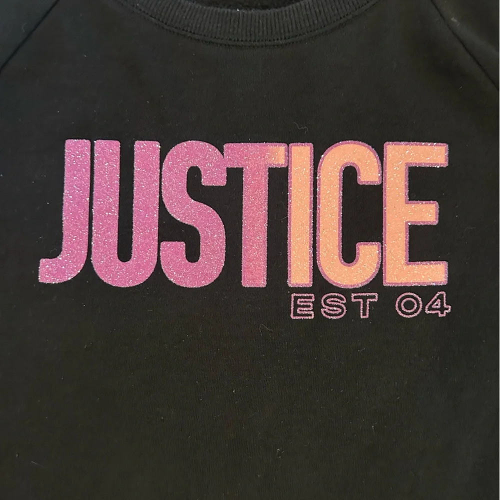 Justice Pink Glitter Logo Sweatshirt Girls L 12/14 Black